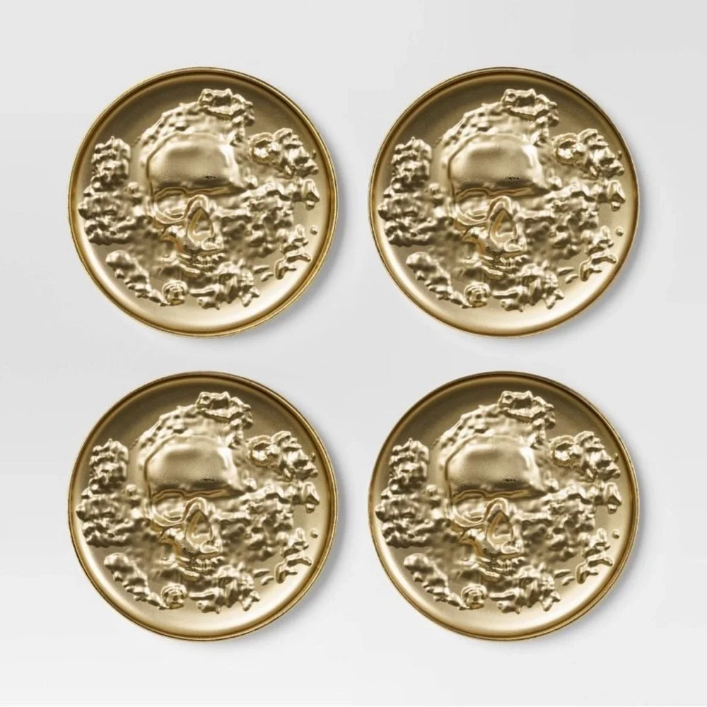 Gold Skull Coasters Set of 4